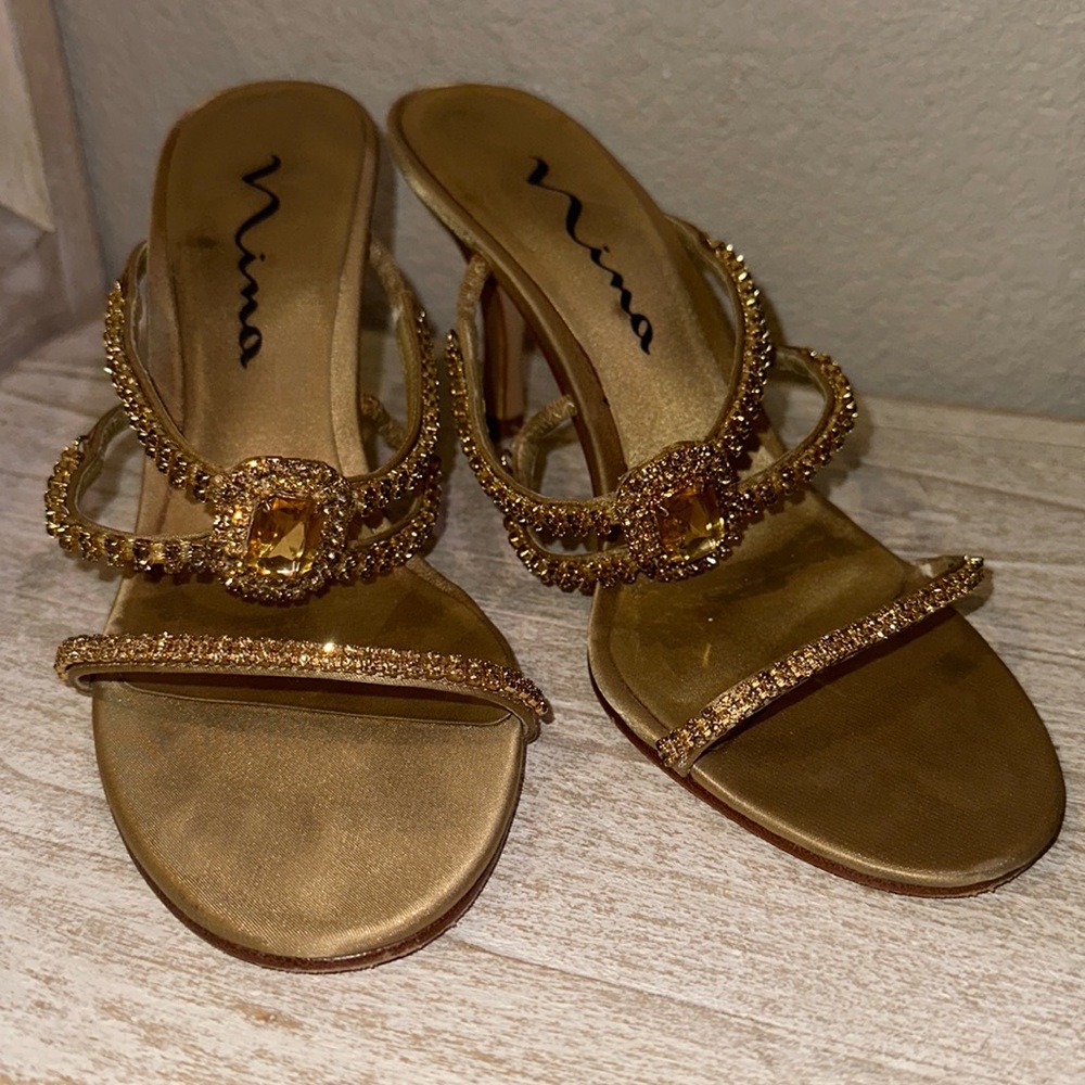 Women’s Mina Gold Jewel Micro Heels 6.5